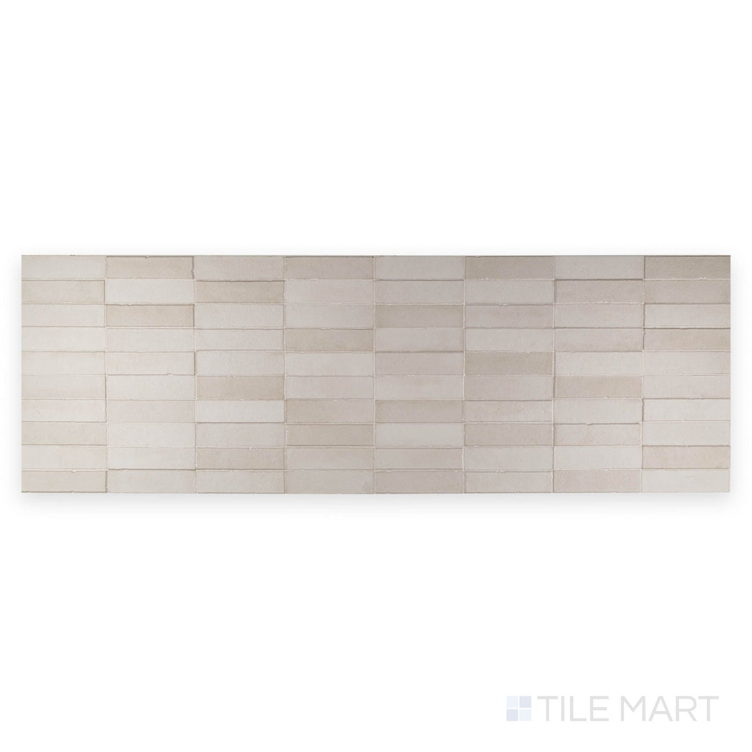 Detail of Daster 3D White 16x48 matte porcelain tile highlighting sculptural texture and modern relief