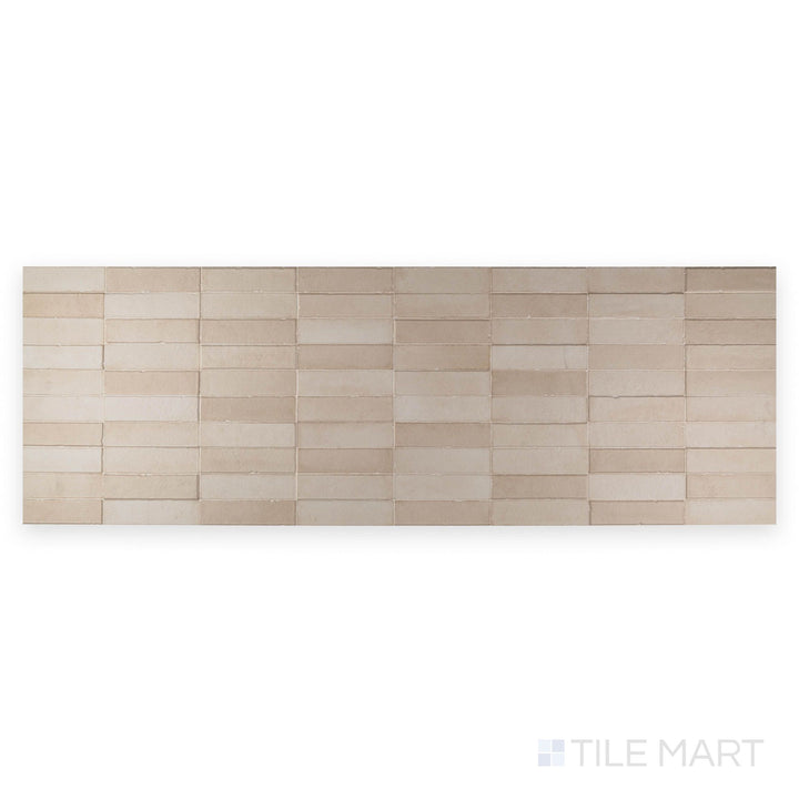 Detail of Daster 3D Cream 16x48 matte porcelain tile highlighting sculpted surface and dimensional texture
