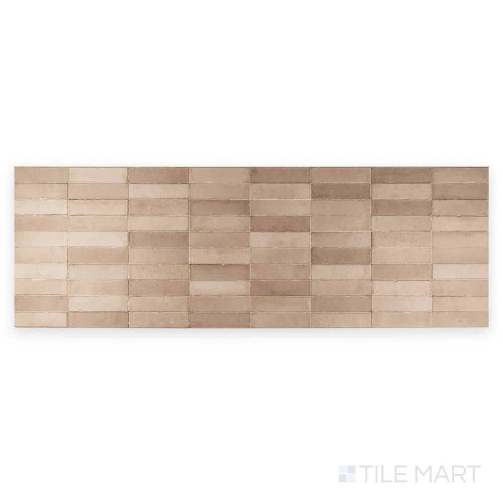 Full-piece detail of Daster 3D Nut 16x48 matte porcelain tile with dimensional surface and warm tonal depth