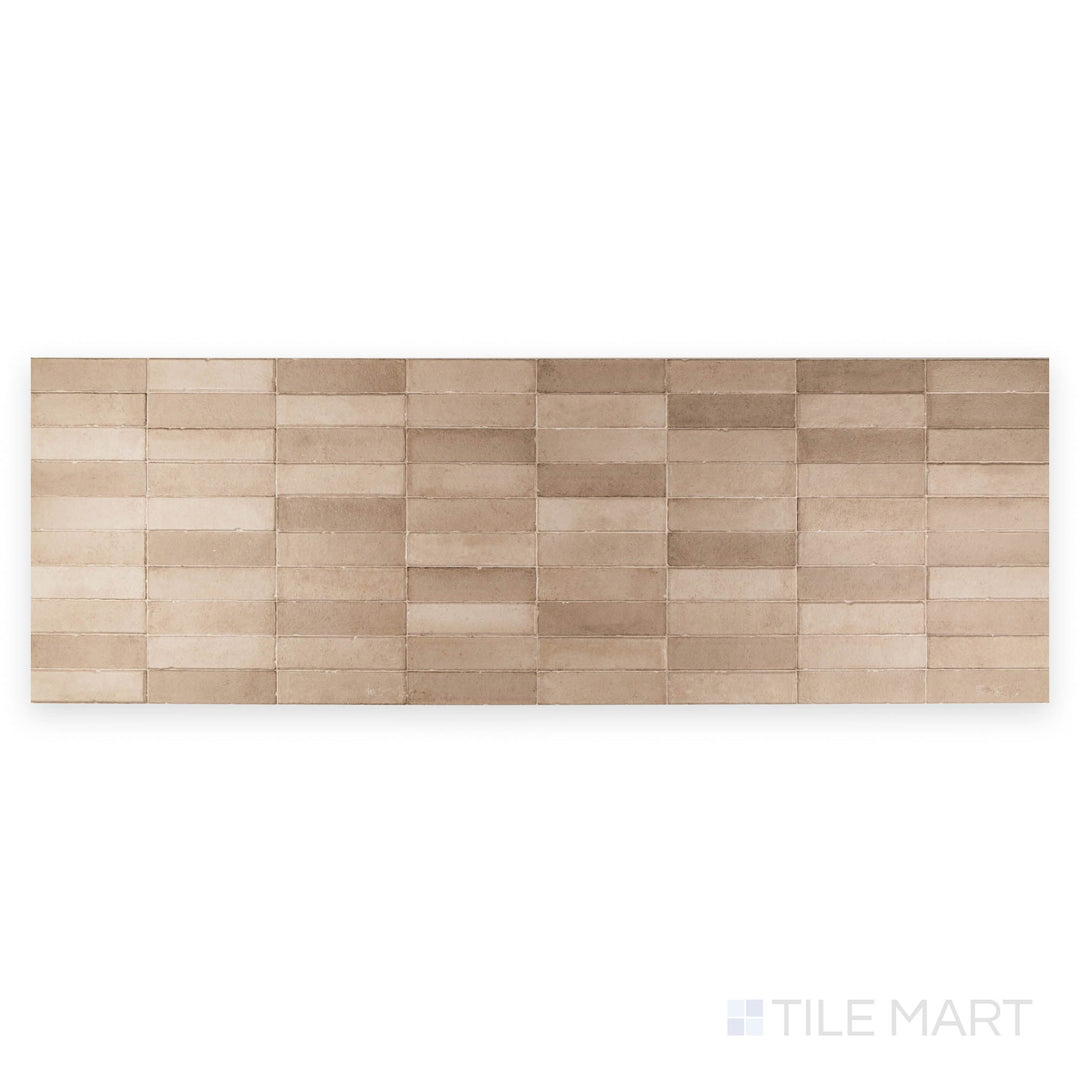 Full-piece detail of Daster 3D Nut 16x48 matte porcelain tile with dimensional surface and warm tonal depth