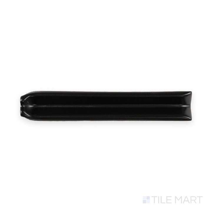 Close view of black sanitary cove base 1x6 inside corner trim showing clean interior corner profile