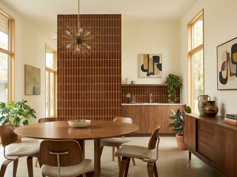 The glossy finish gives Amarcord Mogano a luminous quality across its surface.