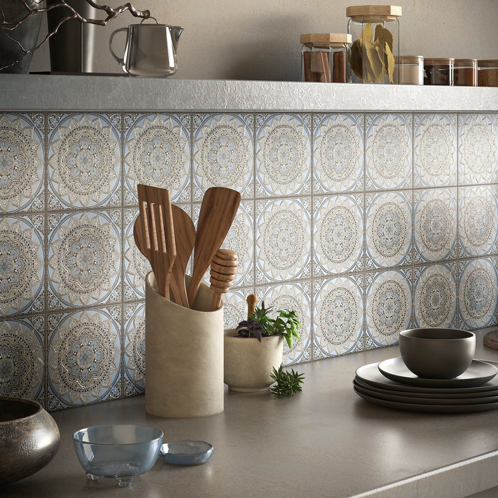 Calypso Bombay Silver 20 6X6 Glossy Porcelain Tile