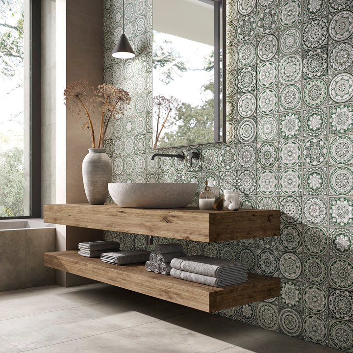 Calypso Bombay Sage 20 6X6 Glossy Porcelain Tile