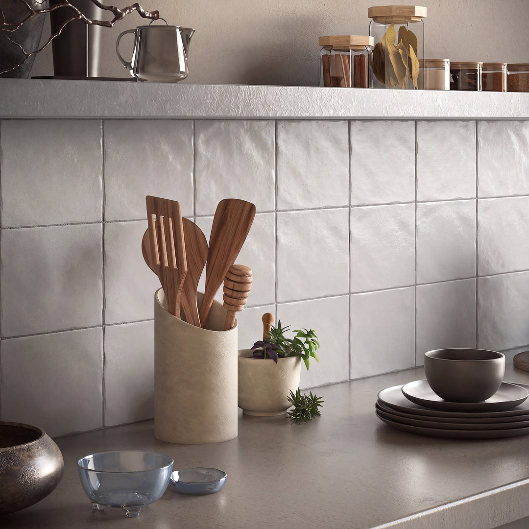 Calypso Fondo Bianco 6X6 Glossy Porcelain Tile