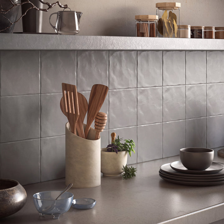 Calypso Fondo Grigio 6X6 Glossy Porcelain Tile