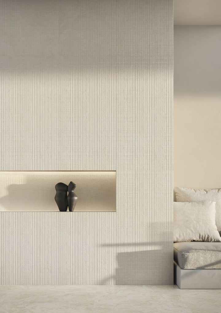 Kave Plisse 3D Deco Ivory 24X48 Matte Porcelain Tile