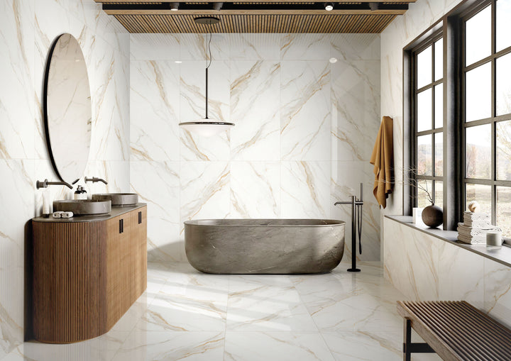 Roma Carrara Gold 24X48 Polished Porcelain Tile