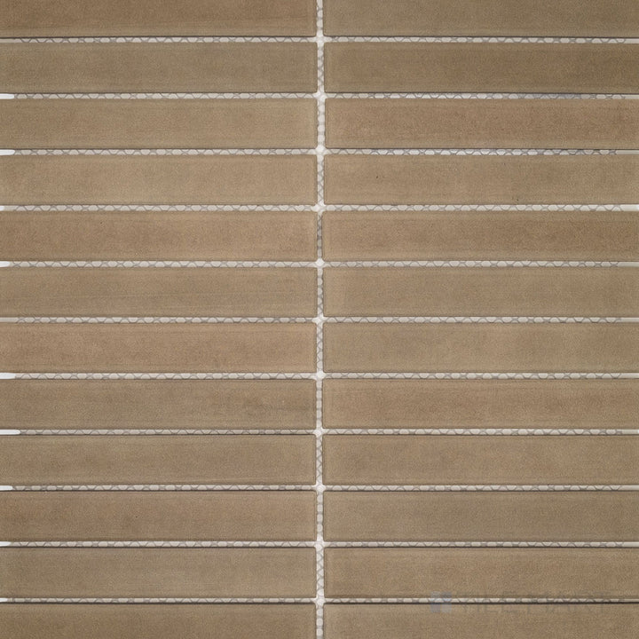 With its structured grid layout and cool gray palette, the Amuri Grigio 1x6 Matte Porcelain Mosaic Tile is presented in an overview that highlights its modern aesthetic and matte surface finish.