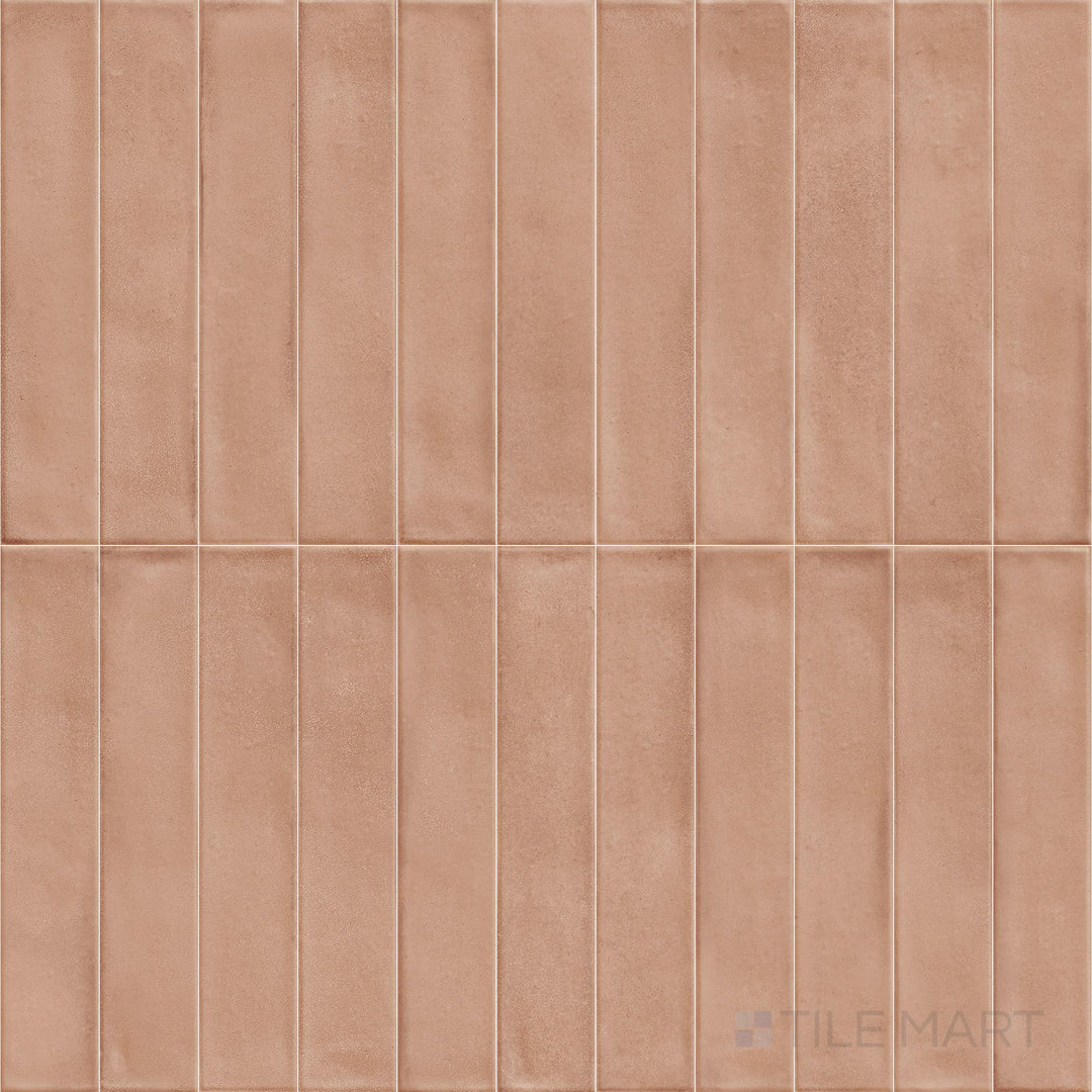 Amuri Brick Cotto 2x12 Matte Porcelain Tile is captured in an overview revealing its rustic red tone and traditional brick styling, finished in a soft matte texture ideal for warm, inviting spaces.