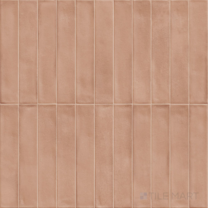 Amuri Brick Cotto 2x12 Matte Porcelain Tile is captured in an overview revealing its rustic red tone and traditional brick styling, finished in a soft matte texture ideal for warm, inviting spaces.