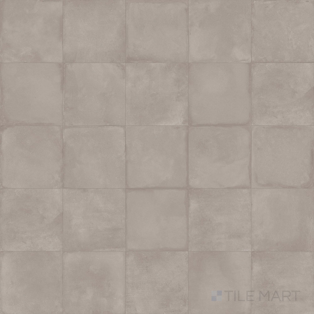 Designed with a soft gray palette, the Amuri Grigio 8x8 Matte Porcelain Tile is shown in an overview that reflects its modern tone and smooth matte porcelain surface.