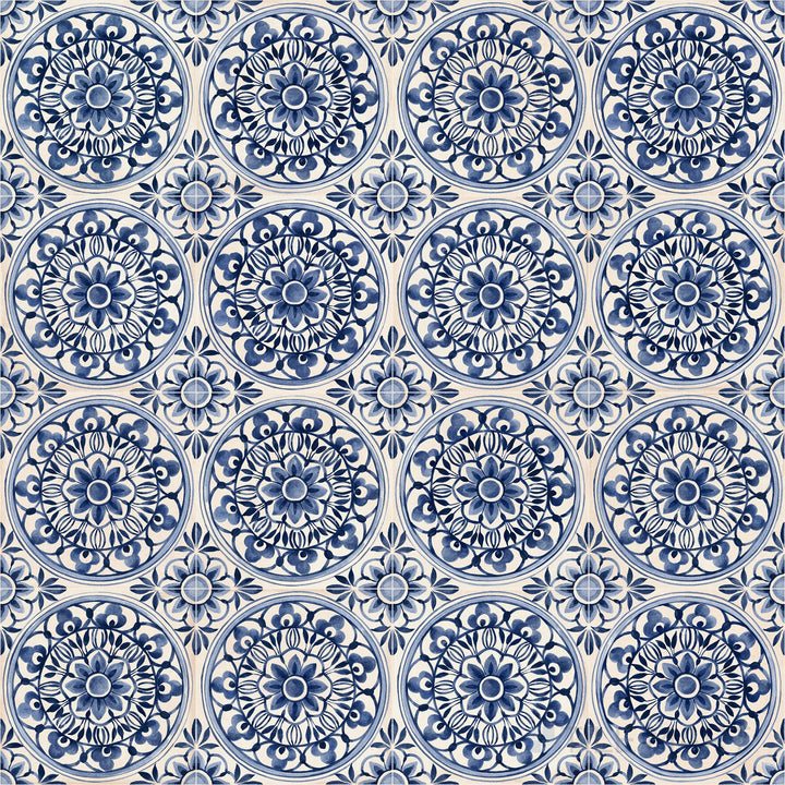 Featuring a lace-inspired pattern, the Amuri Decoro Pizzo Avorio 8x8 Matte Porcelain Tile is displayed in an overview capturing its soft ivory background and decorative detailing.