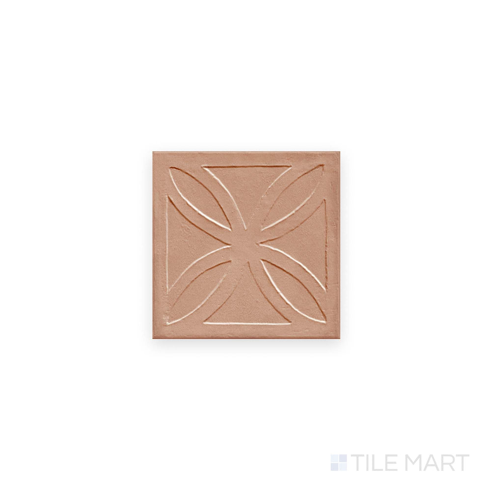 Direct view of Amuri Struttura 3D Gelosia Cotto 8x8 Matte Porcelain Tile showing terracotta hue and linear texture in matte porcelain.