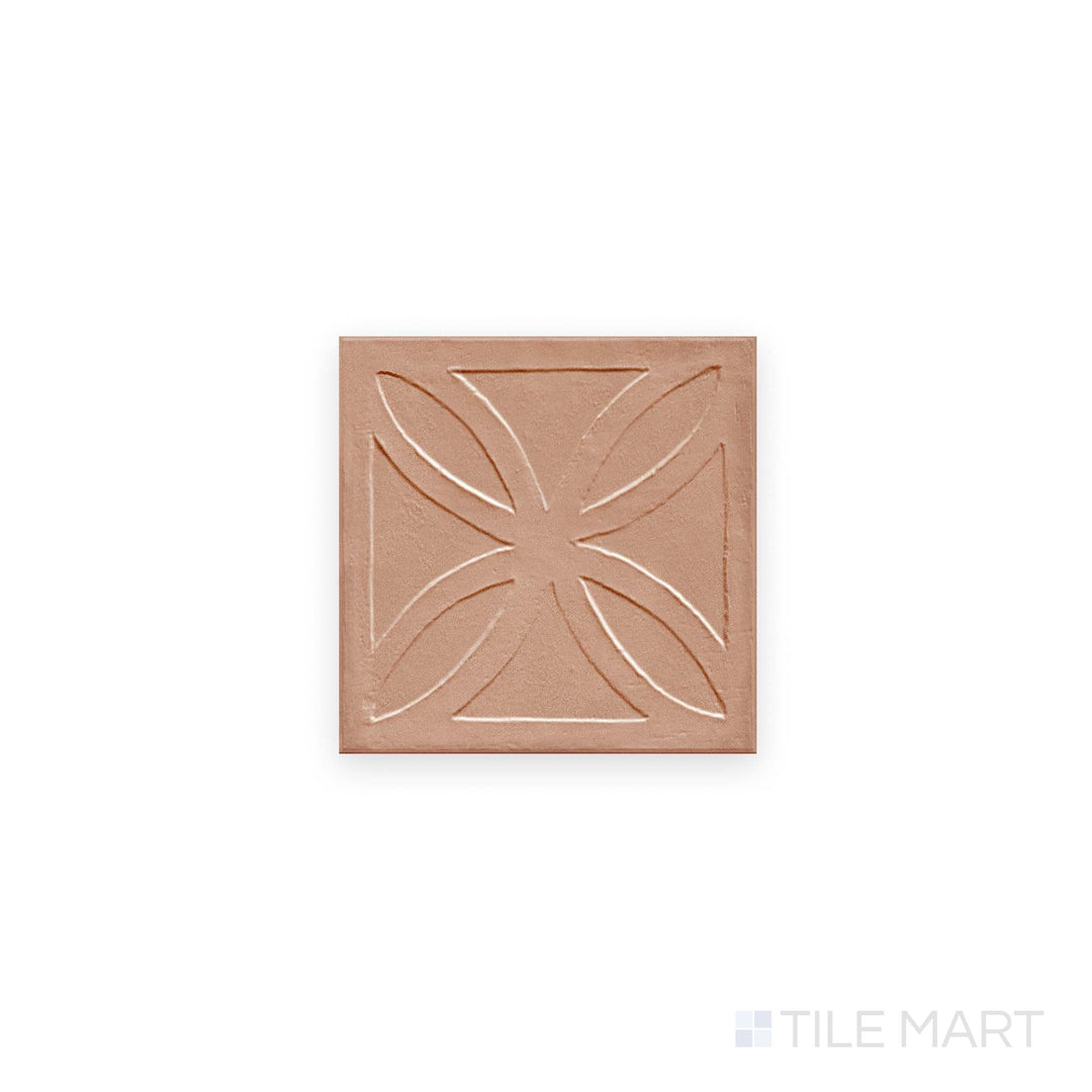 Direct view of Amuri Struttura 3D Gelosia Cotto 8x8 Matte Porcelain Tile showing terracotta hue and linear texture in matte porcelain.