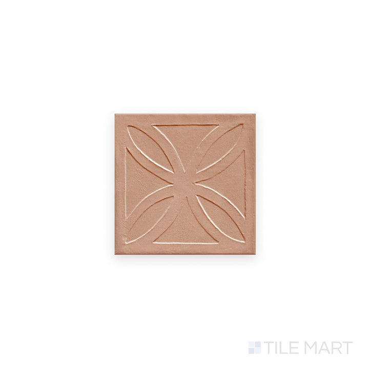 Direct view of Amuri Struttura 3D Gelosia Cotto 8x8 Matte Porcelain Tile showing terracotta hue and linear texture in matte porcelain.