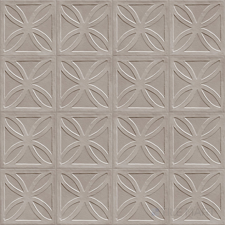 Presented in a detailed overview, the Amuri Struttura 3D Gelosia Grigio 8x8 Matte Porcelain Tile displays a raised pattern and cool gray tone, ideal for modern and textural wall applications.
