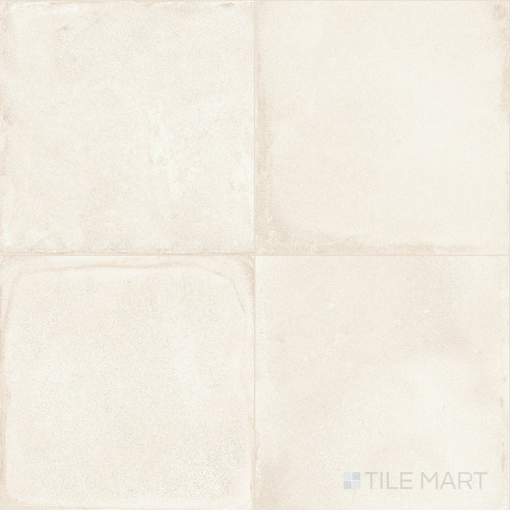 The Amuri Avorio 24x24 Matte Porcelain Tile is shown in an overview emphasizing its soft ivory color and subtle surface texture, ideal for bright, neutral flooring or wall designs.