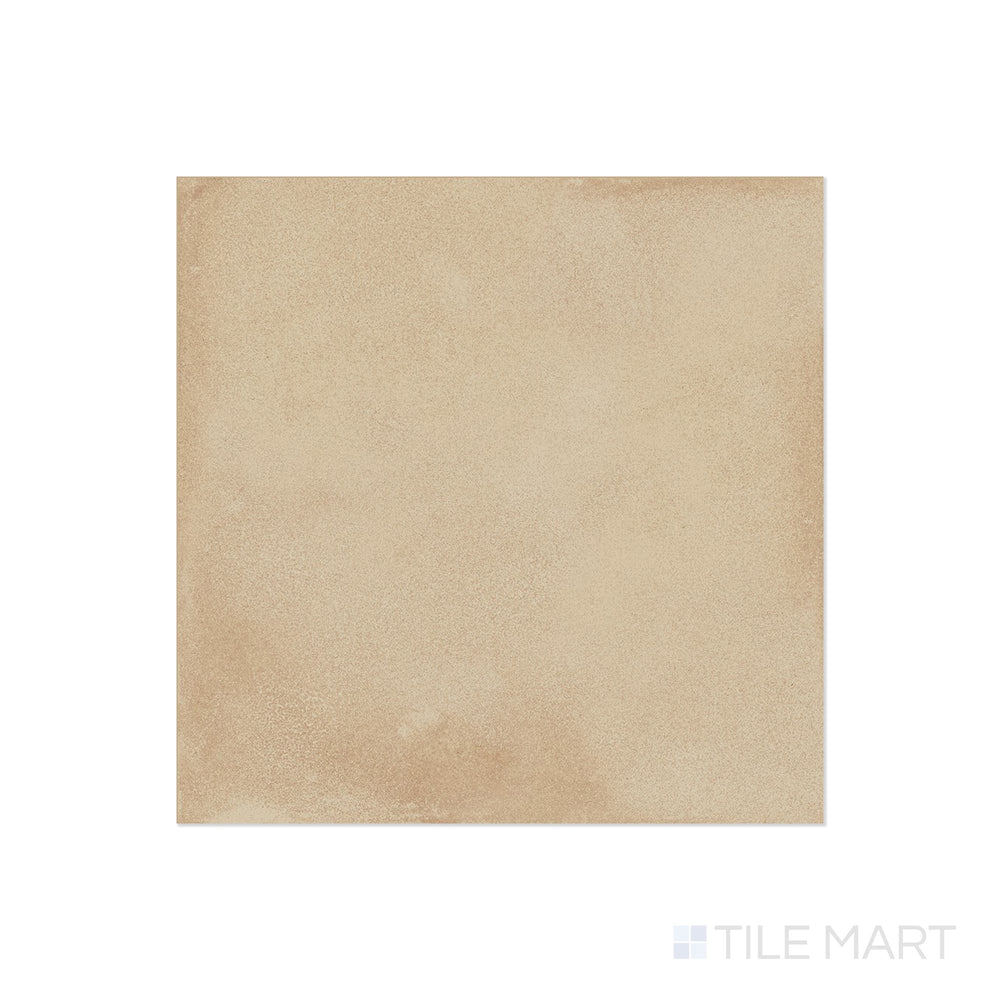 Flat lay of Amuri Biscotto 24x24 Matte Porcelain Tile showcasing biscuit-beige coloring and a clean, natural finish perfect for warm-toned flooring.