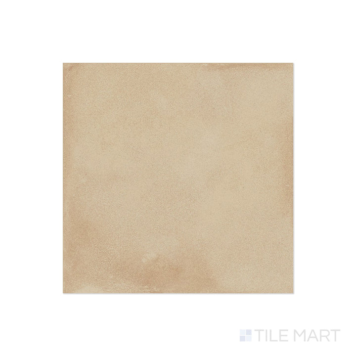 Flat lay of Amuri Biscotto 24x24 Matte Porcelain Tile showcasing biscuit-beige coloring and a clean, natural finish perfect for warm-toned flooring.