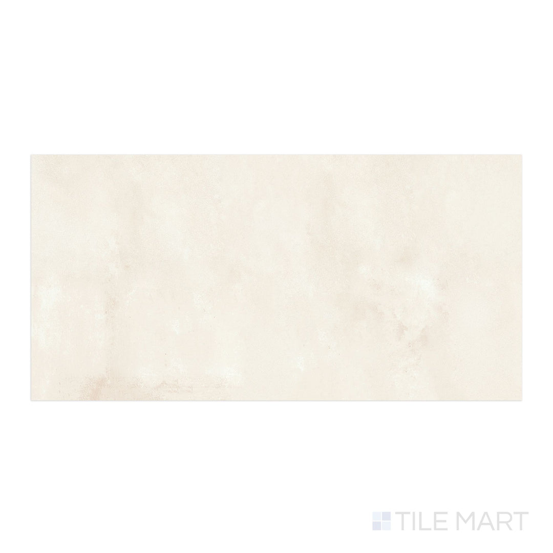 Direct view of Amuri Avorio 24x48 Matte Porcelain Tile featuring an elongated rectangular format in a soft ivory color with matte finish.