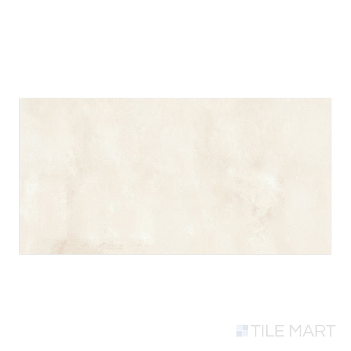 Direct view of Amuri Avorio 24x48 Matte Porcelain Tile featuring an elongated rectangular format in a soft ivory color with matte finish.