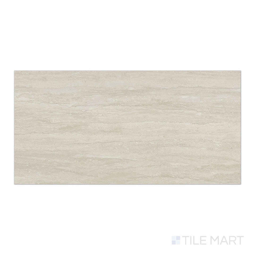 Flat lay of Dorset Vein Cut Beige 12x24 Matte Porcelain Tile with warm beige coloring and linear veining, finished in smooth matte porcelain.