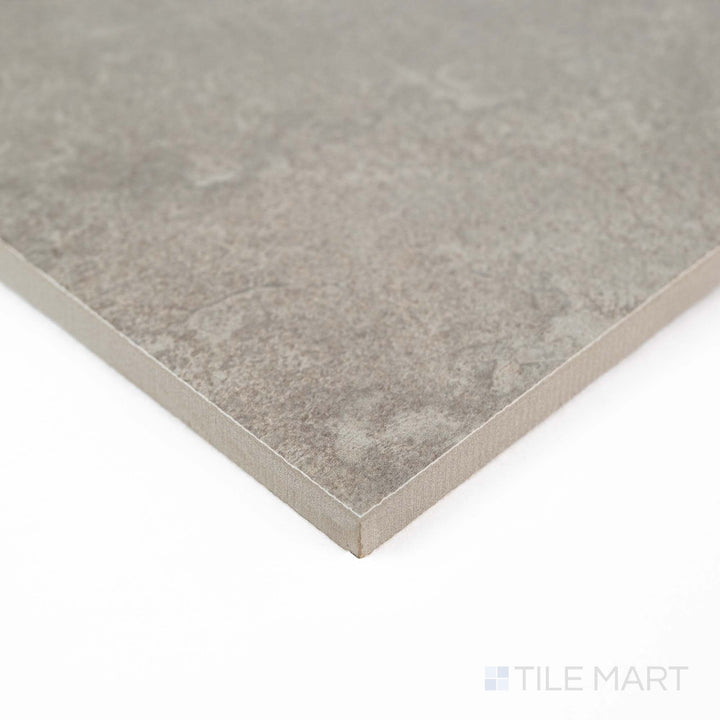 Corner angle of Dorset Vein Cut Cenere 12x24 Matte Porcelain Tile with cool gray hues and realistic vein-cut stone texture – ideal for sleek, urban-style interiors.