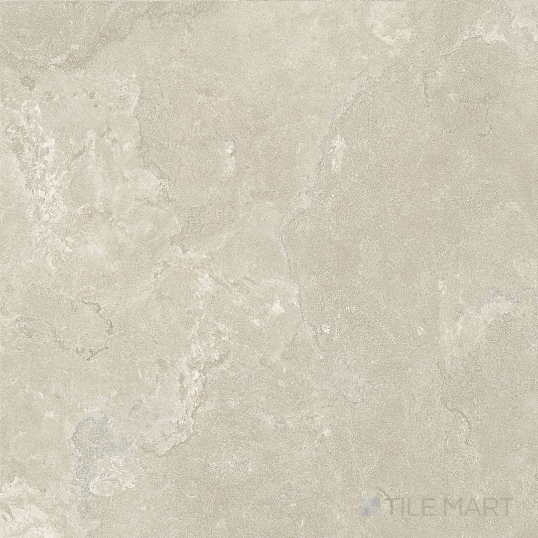 Overview shot of Dorset Cross Cut Beige 48x48 Matte Porcelain Tile with a warm stone-inspired base, cross-cut veining, and matte finish suitable for minimalist or transitional designs.