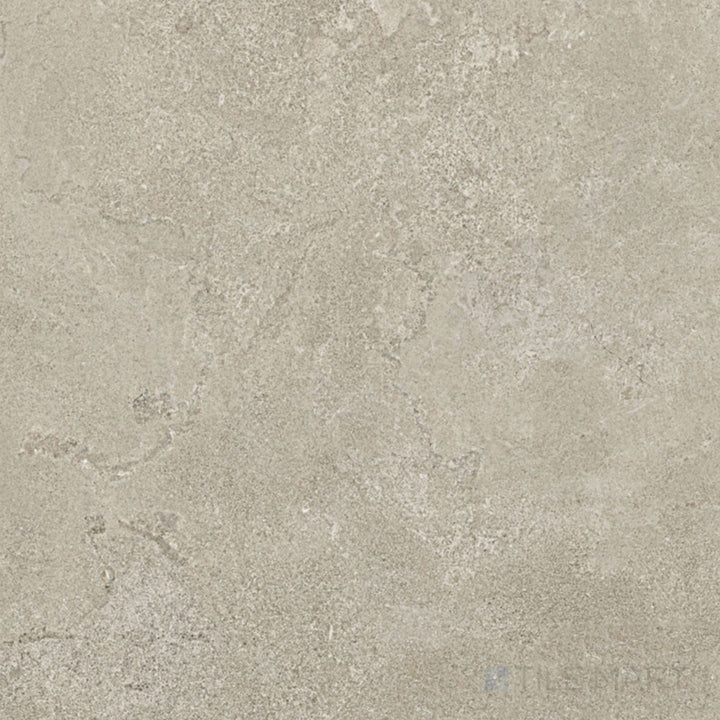 Overview shot of Dorset Cross Cut Tortora 48x48 Matte Porcelain Tile showing taupe natural stone pattern, cross-cut surface design, and matte finish for refined interiors.