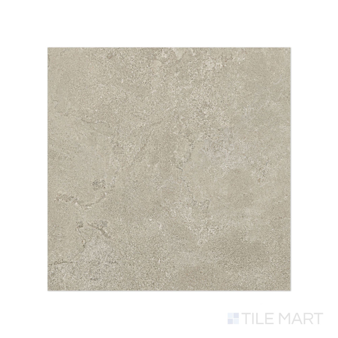 Direct view of Dorset Cross Cut Tortora 48x48 Matte Porcelain Tile with elegant taupe shading and stone cross-cut movement in a large matte tile.