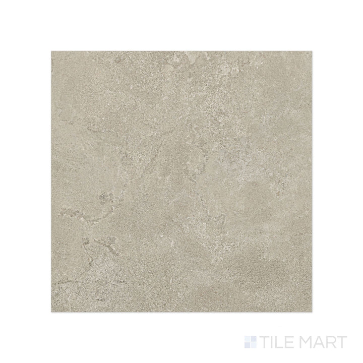 Direct view of Dorset Cross Cut Tortora 48x48 Matte Porcelain Tile with elegant taupe shading and stone cross-cut movement in a large matte tile.