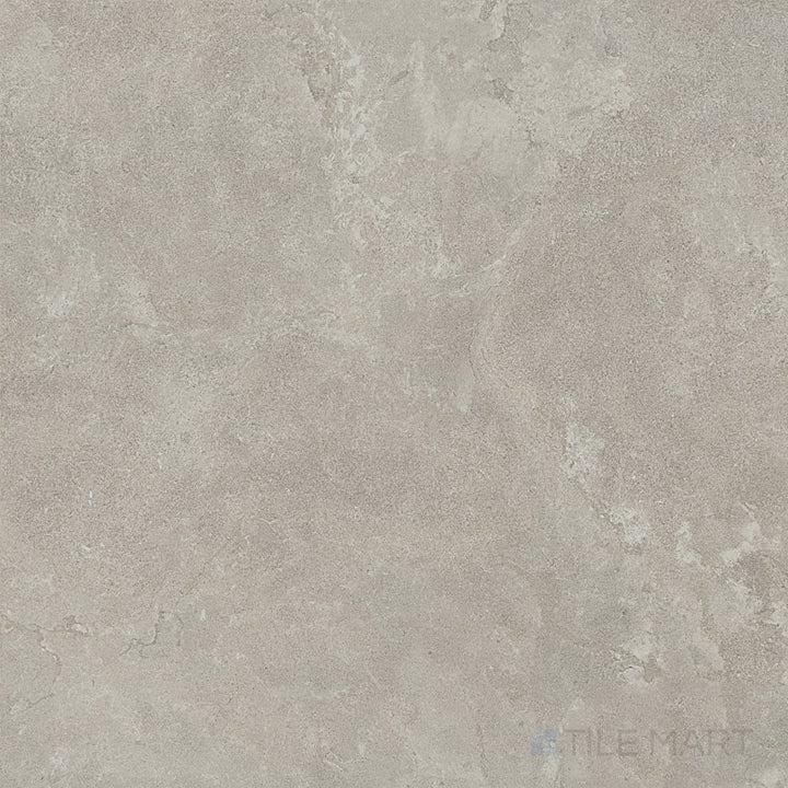 Overview shot of Dorset Cross Cut Cenere 48x48 Matte Porcelain Tile featuring gray cross-cut stone texture and matte surface, ideal for modern floors and spacious installations.