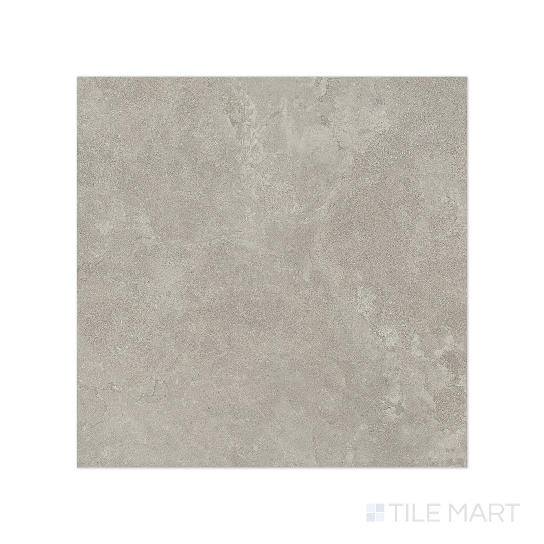 Top view of Dorset Cross Cut Cenere 48x48 Matte Porcelain Tile revealing deep gray tones and structured stone-like veining in a matte finish.