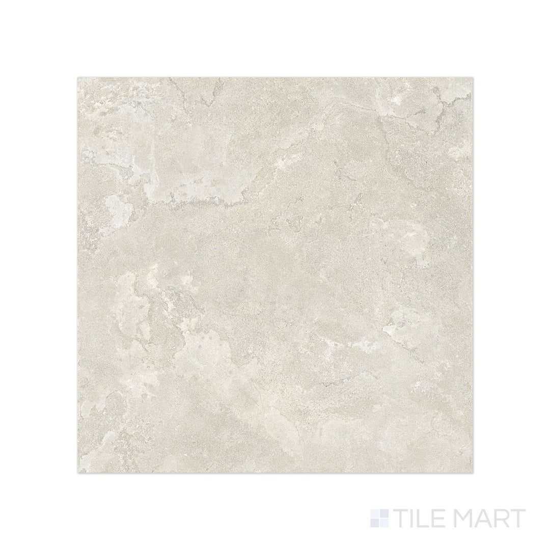 Tile face view of Dorset Cross Cut Bianco 24x24 Matte Porcelain Tile offering classic white stone appearance in a balanced square layout.