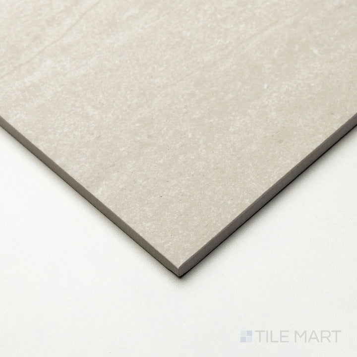 Compact angled view of Dorset Cross Cut Bianco 24x24 tile focusing on its soft white color and intersected veining.