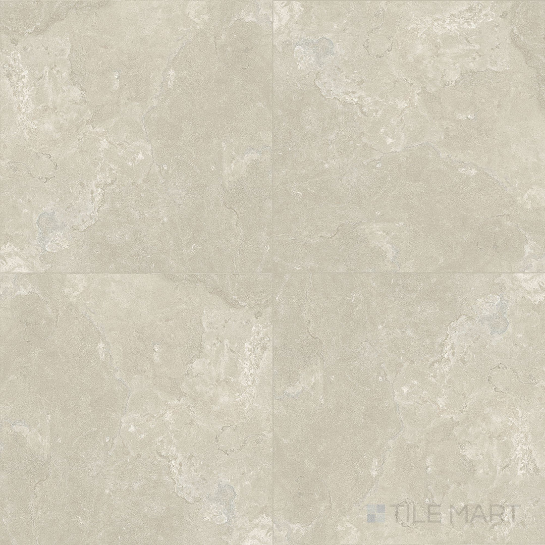 Full view of Dorset Cross Cut Beige 24x24 Matte Porcelain Tile featuring warm beige tones, cross-cut stone detailing, and a modern matte finish.