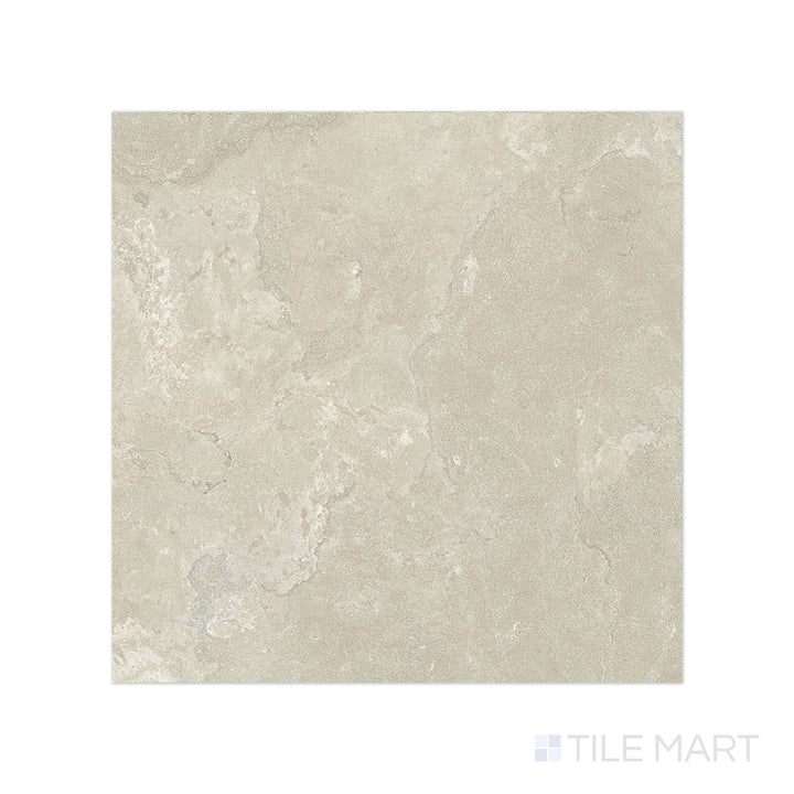 Flat lay of Dorset Cross Cut Beige 24x24 Matte Porcelain Tile with neutral beige stone visuals and fine cross-cut lines on a matte surface.