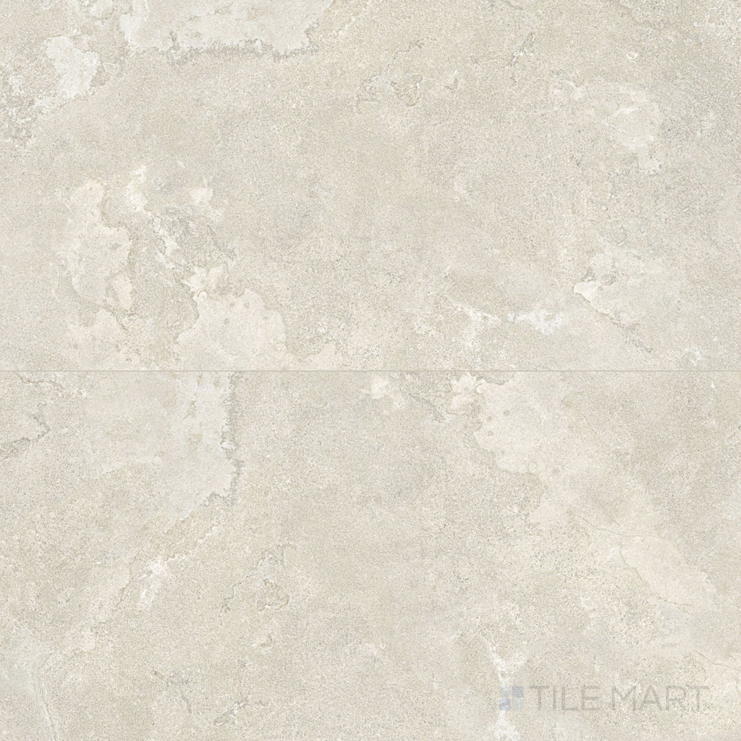 Overview of Dorset R11 Bianco 24x48 Textured Porcelain Tile with light stone tones, slip-resistant texture, and large-format design suited for indoor and outdoor applications.