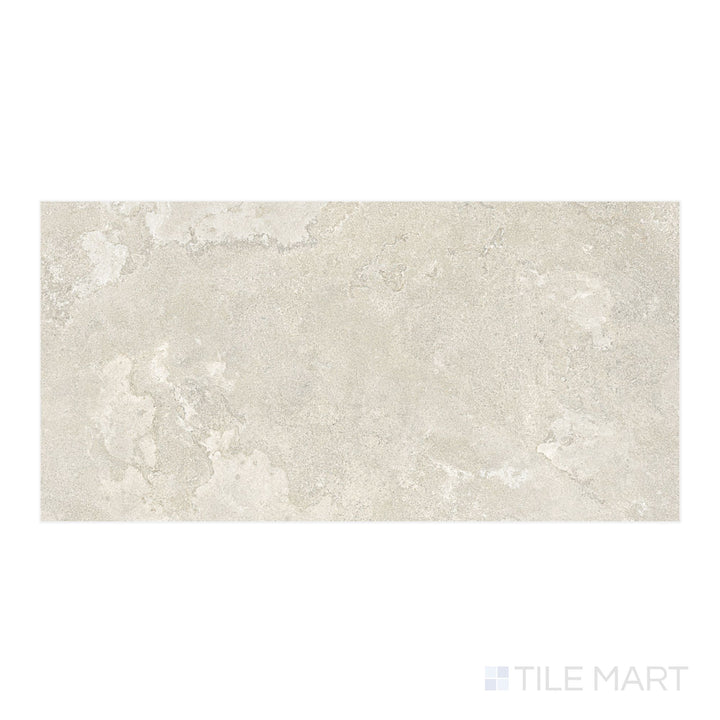 Straight-on angle of Dorset R11 Bianco 24x48 Textured Porcelain Tile, emphasizing anti-slip texture and crisp white tones with subtle stone veining.