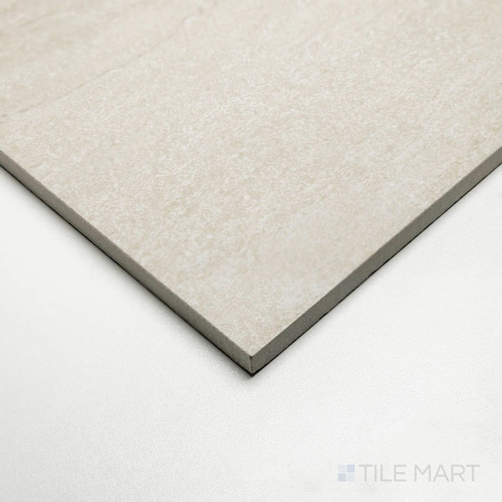 Corner perspective of Dorset R11 Beige 24x48 tile showing its textured matte finish and warm beige coloration.