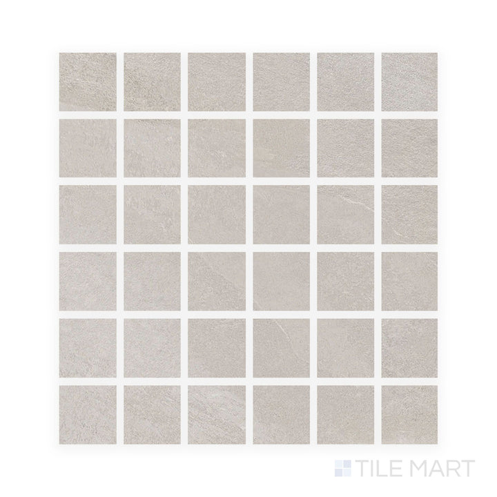 Overhead tile view of Hurricane White 2" Square Matte Porcelain Mosaic, revealing a clean white mosaic layout perfect for backsplashes and accents.
