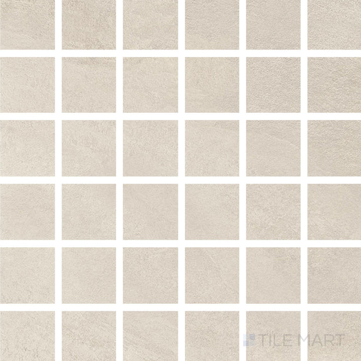 Surface view of Hurricane Sand 2" Square Matte Porcelain Mosaic Tile with warm natural tones, subtle stone effect, and compact square mosaic format.