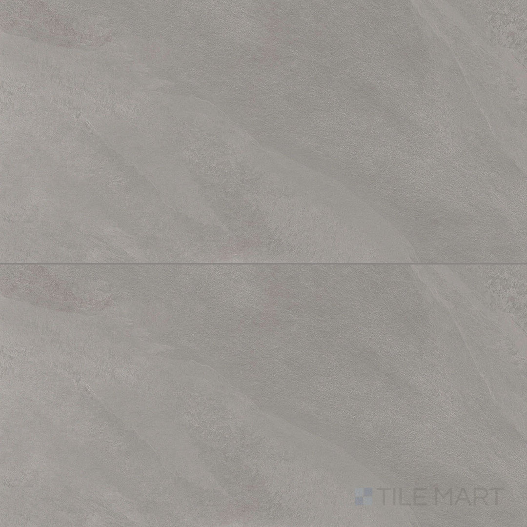 Surface view of Hurricane R11 Grip Silver 12x24 Textured Porcelain Tile highlighting soft silver-gray coloration, R11-rated texture, and natural stone appearance.