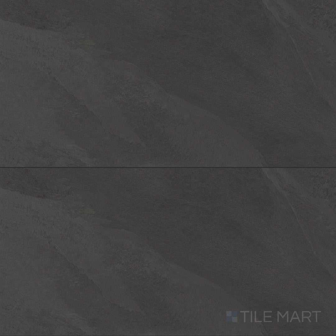 Overview of Hurricane R11 Grip Smoke 12x24 Textured Porcelain Tile with deep gray tone, rugged slip-resistant texture, and refined matte surface for wet zones or exterior use.
