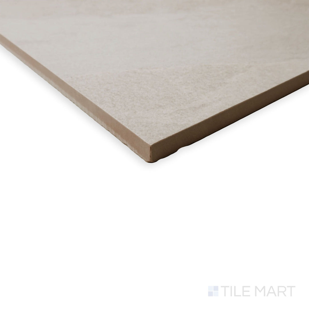 Corner perspective of Hurricane R11 Grip White 24x24 tile revealing clean, large format surface with safety grip.