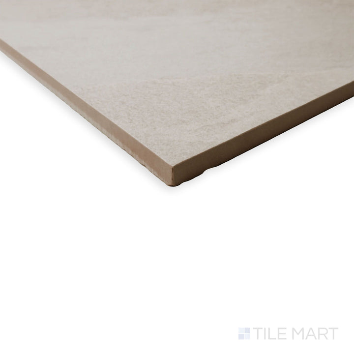 Corner perspective of Hurricane R11 Grip White 24x24 tile revealing clean, large format surface with safety grip.