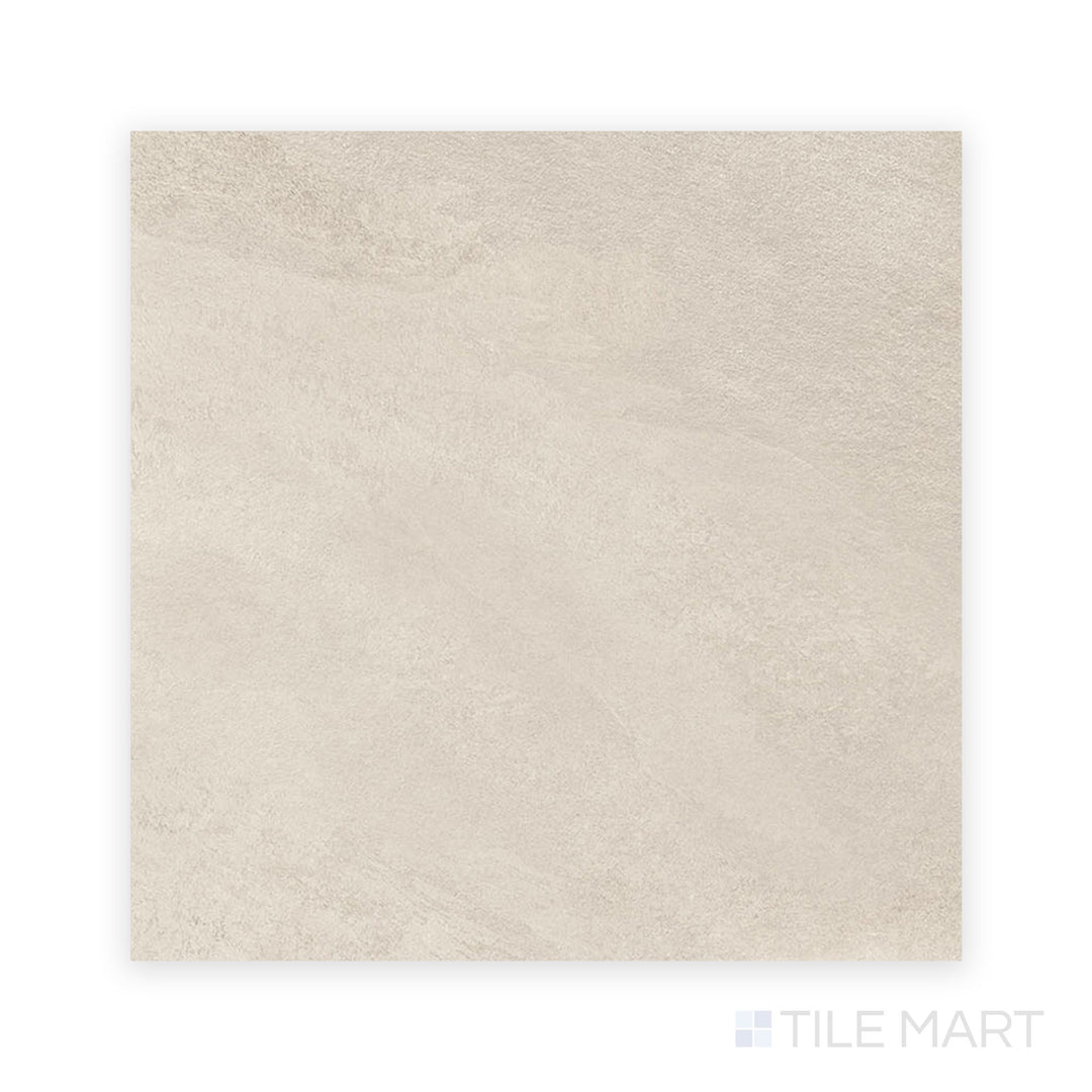 Flat-lay view of Hurricane Sand 48x48 Matte Porcelain Tile, showcasing its soft beige surface and large format design, perfect for open, airy spaces.