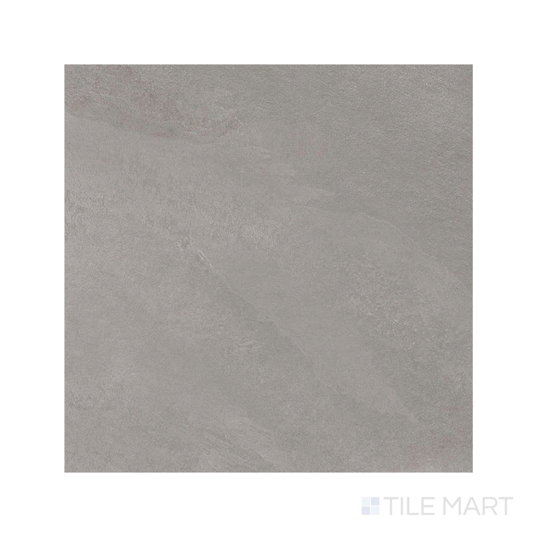 Overhead tile view of Hurricane Silver 48x48 Matte Porcelain, emphasizing its smooth silver-gray tone and expansive size that enhances contemporary aesthetics.