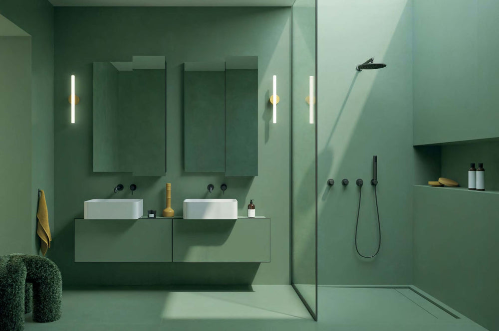 Nuances Giada 24x48 Matte Porcelain Tile shown in a contemporary setting with subtle green shades and a smooth surface, ideal for fresh, nature-inspired designs.